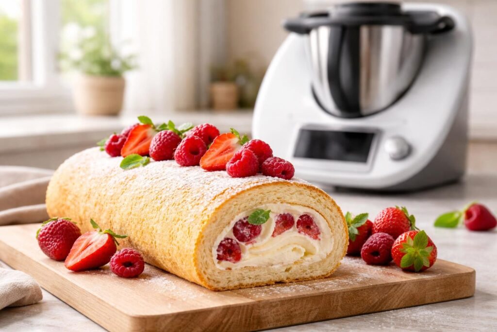 découvrez la recette rapide et légère du gâteau roulé au thermomix, parfait pour un dessert gourmand en toute simplicité.